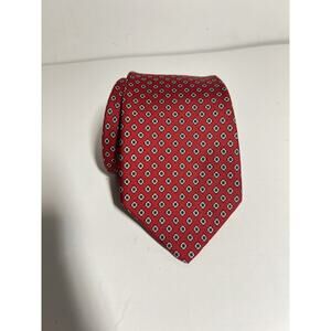 VINTAGE Yves Saint Laurent EUC Red Silk Diamond Print Neckwear Tie Made in USA